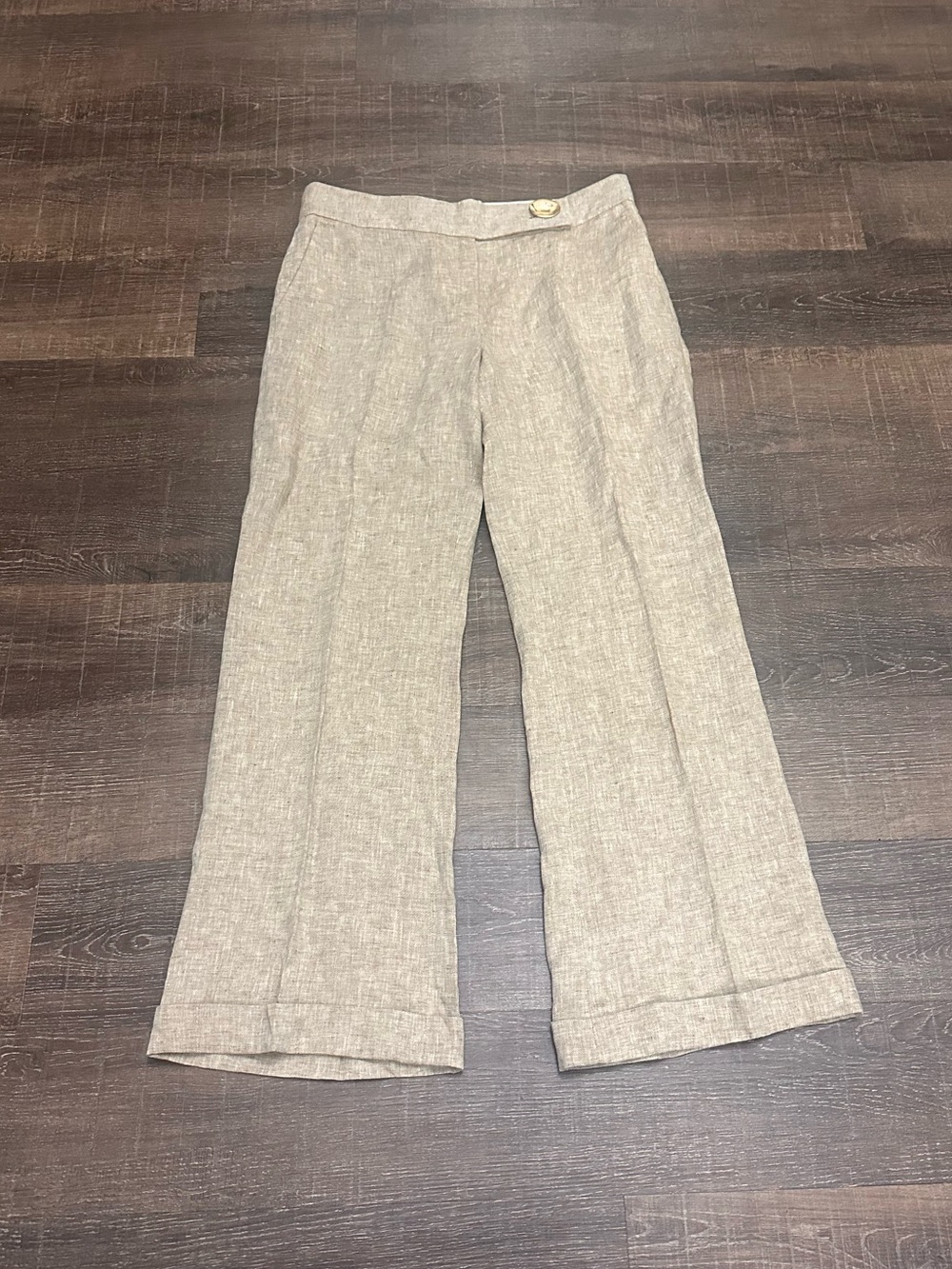 TORY BURCH Beige Linen Wide Leg Pants Size 10